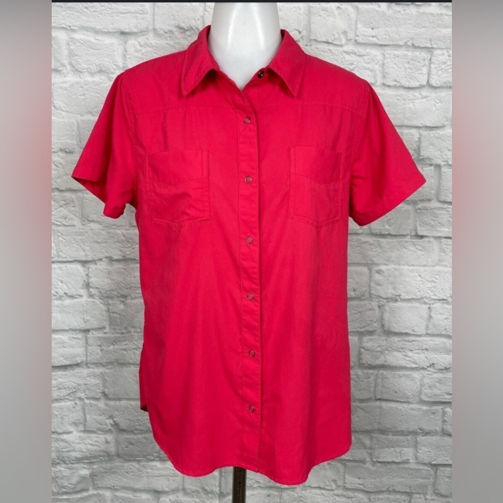 Women’s Cabela’s Pink Short‎ Sleeve Vented Fishing Shirt Size Medium EUC